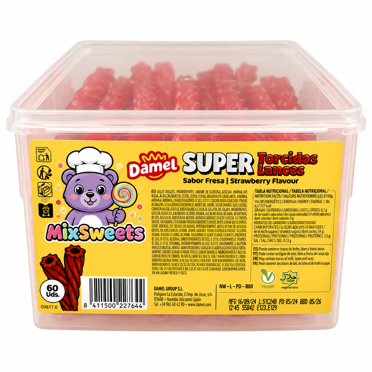 Damel Super Strawberry Lances Tub 1.68kg
