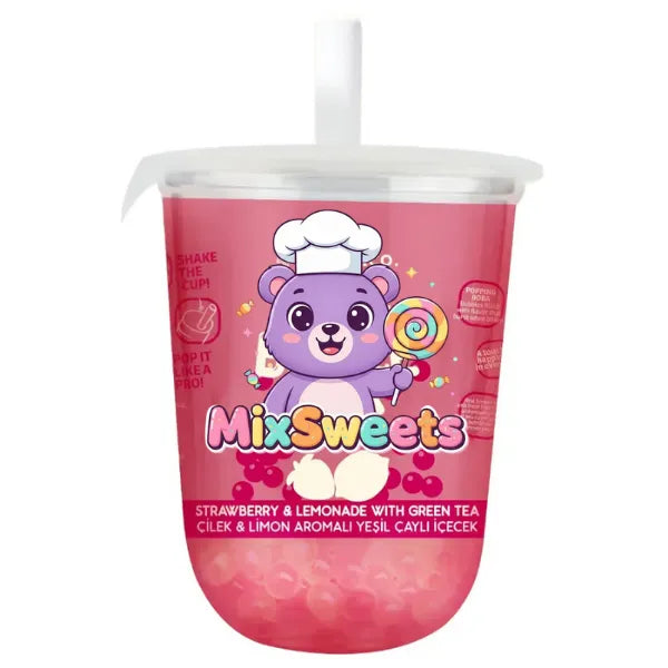 The Boba Co Popping Bubble Tea Strawberry & Lemonade 330ml