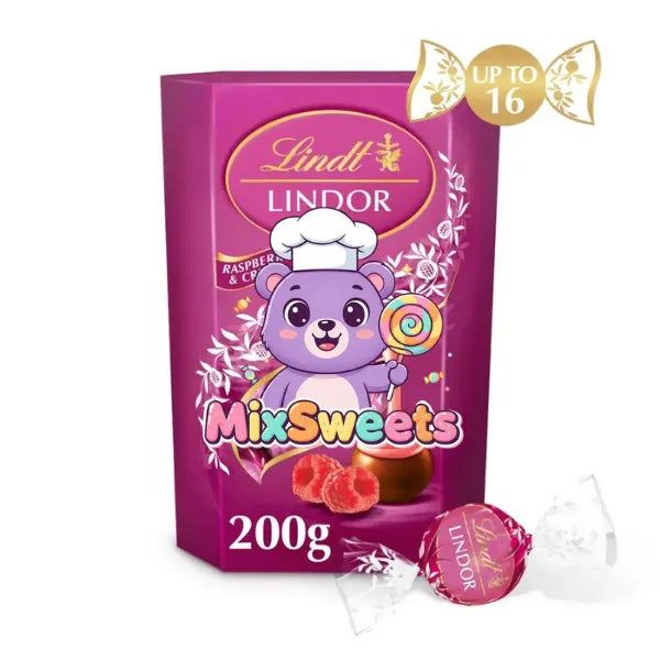 Lindt Lindor Raspberry & Cream Chocolate Truffles Box 200g
