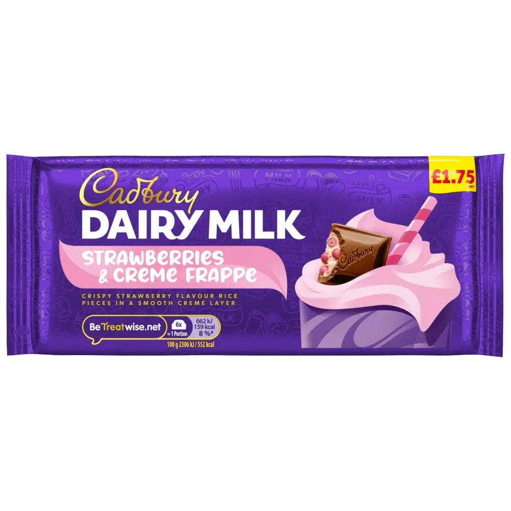 Cadbury Dairy Milk Strawberries & Creme Frappe Chocolate Bar