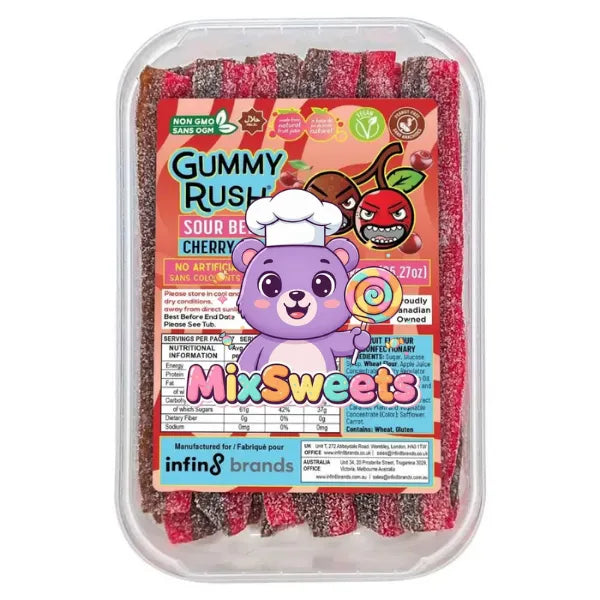 Gummy Rush Cherry Cola Sour Belts Tub 1kg