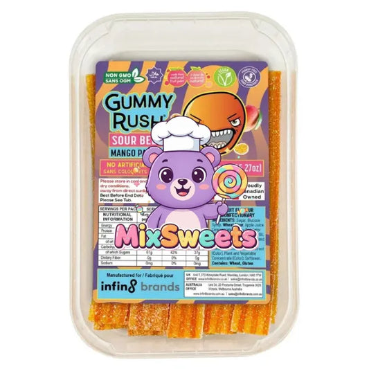 Gummy Rush Mango Passion Sour Belts Tub 1kg