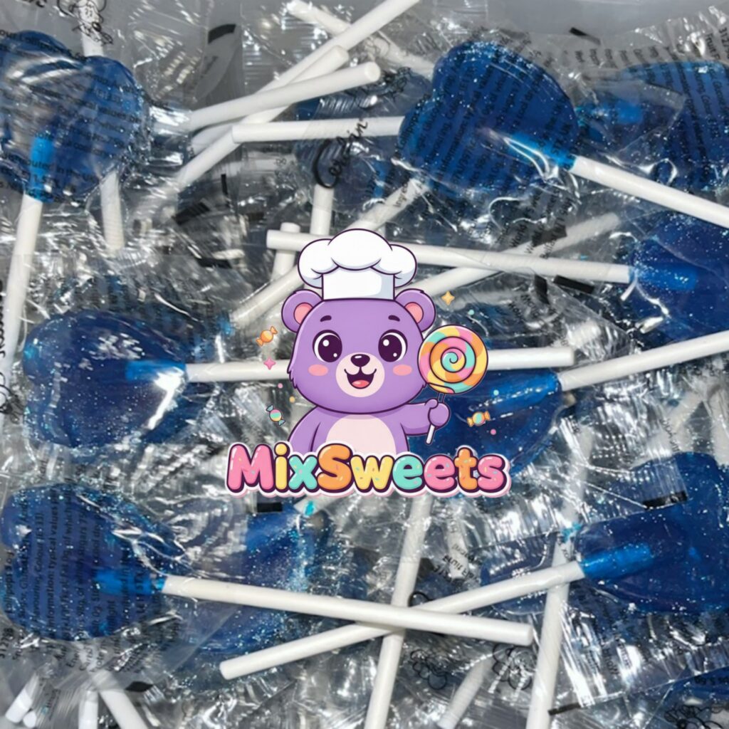 Blue Raspberry Heart Lollipops