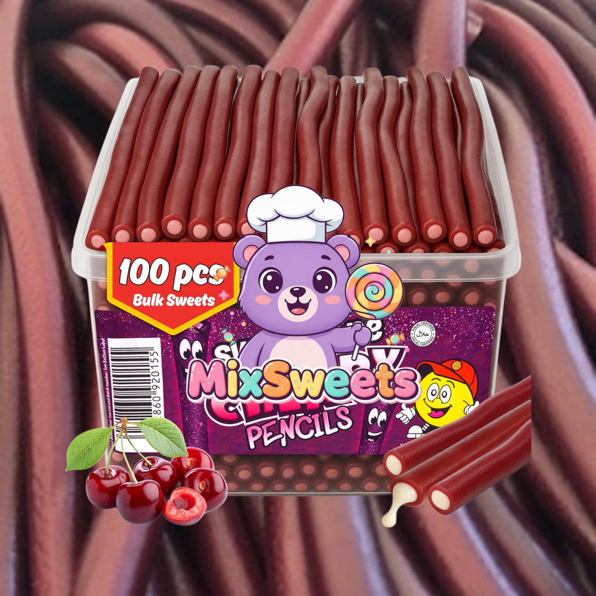 Sweetzone Cherry Pencils Tub Sweetzone Cherry Pencils Tub