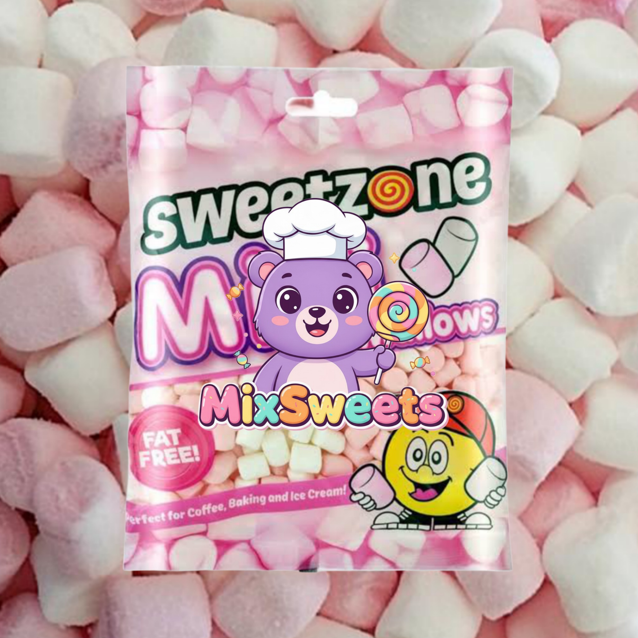 Sweetzone Pink & White Mini Mallows Bag Sweetzone Pink & White Mini Mallows Bag