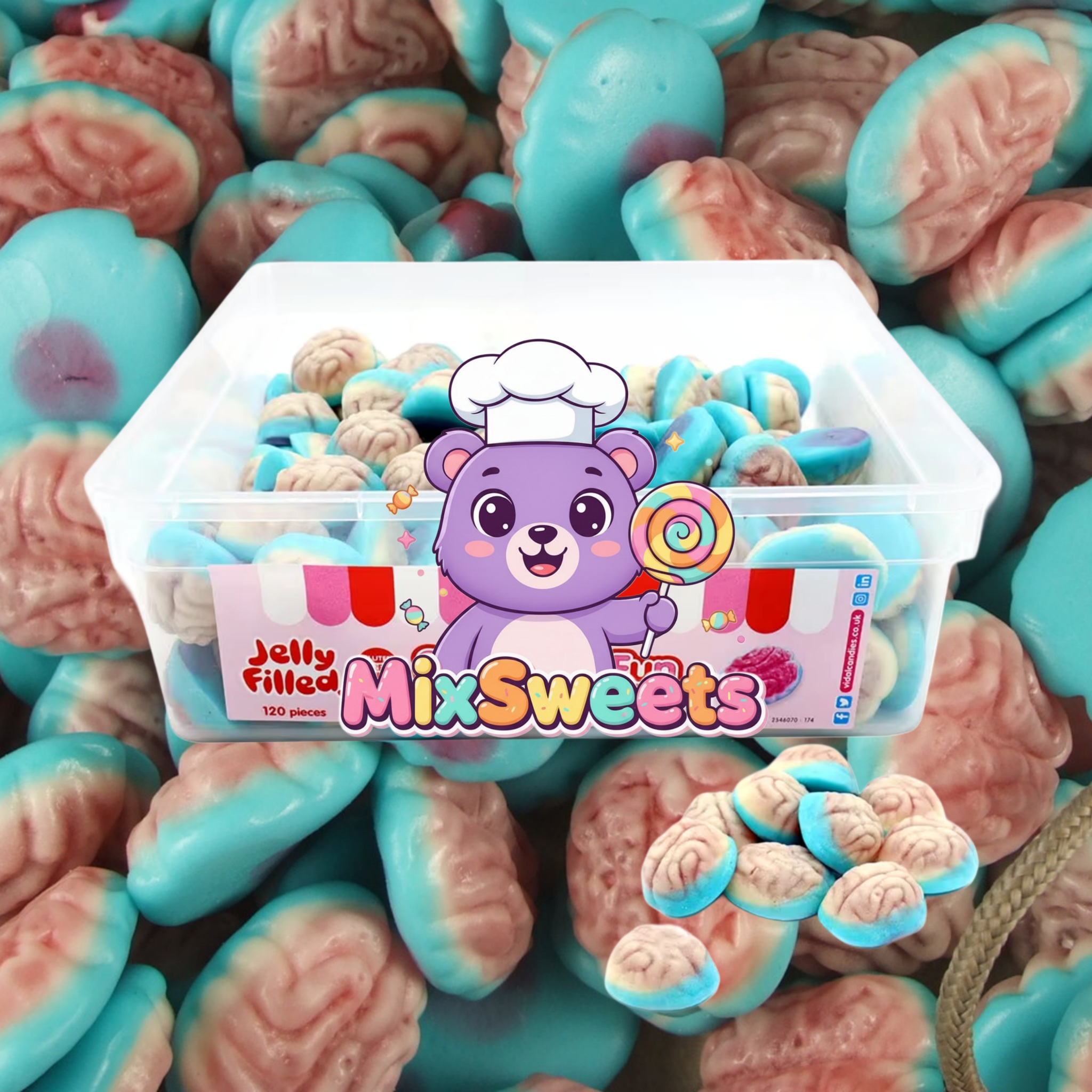 Vidal Jelly Filled Brains 5p Tub Vidal Jelly Filled Brains 5p Tub